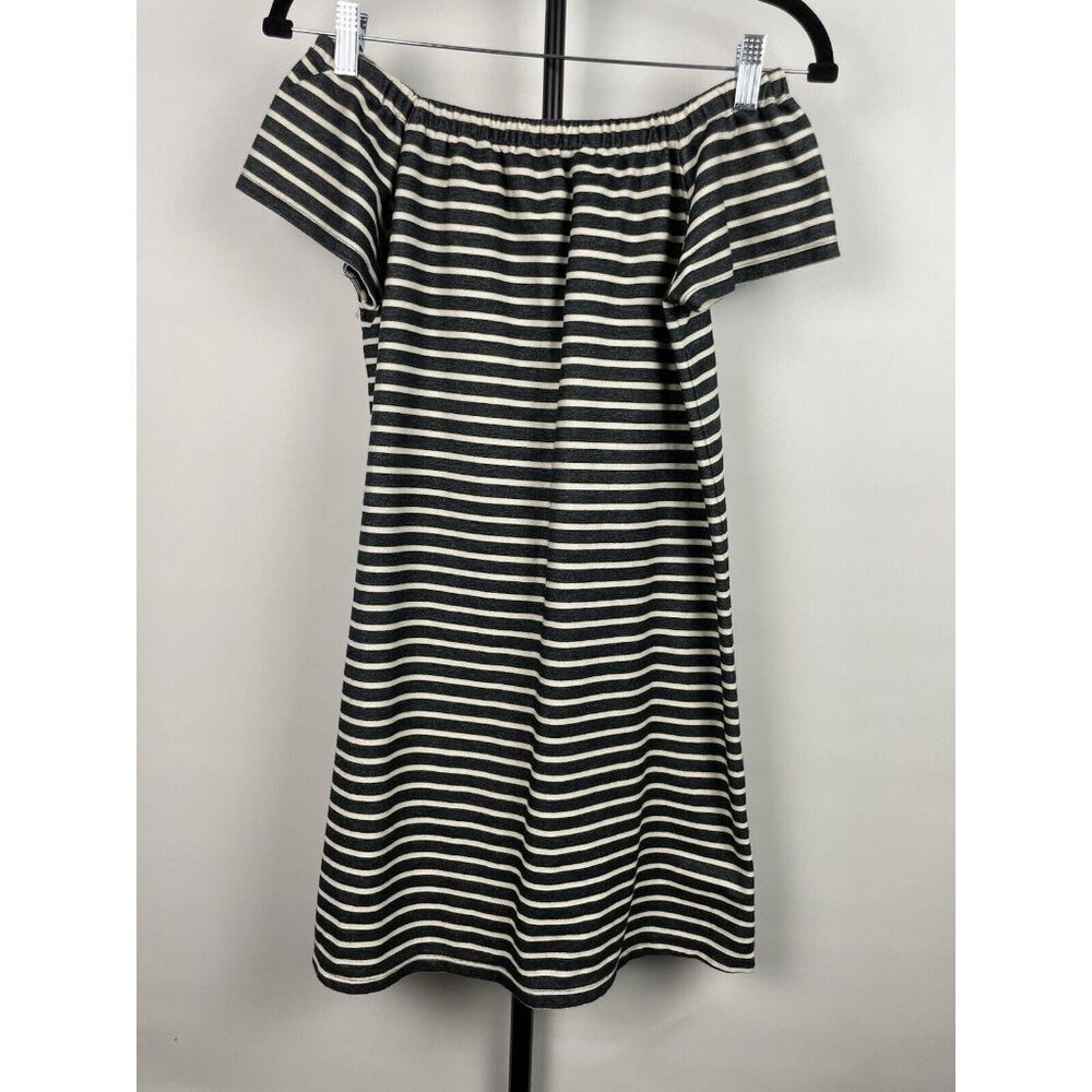 Madewell Melody Off the Shoulder Black White Striped Dress Size XS‎ Mini Cotton